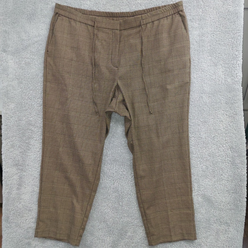 J. Jill‎ Trousers Women 3X Brown Glen Plaid Elastic Waist Drawstring Tapered Leg